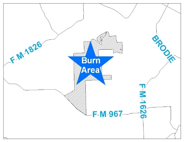 A map indicating the area of the prescribed burn.
