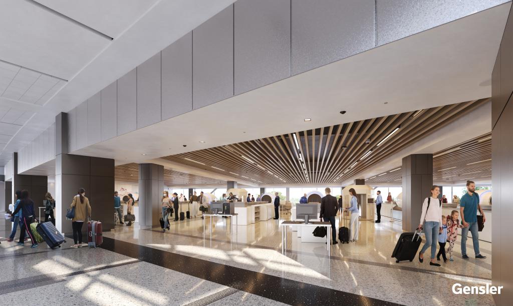 Architectural rendering showing expanded space for TSA Checkpoint 3.