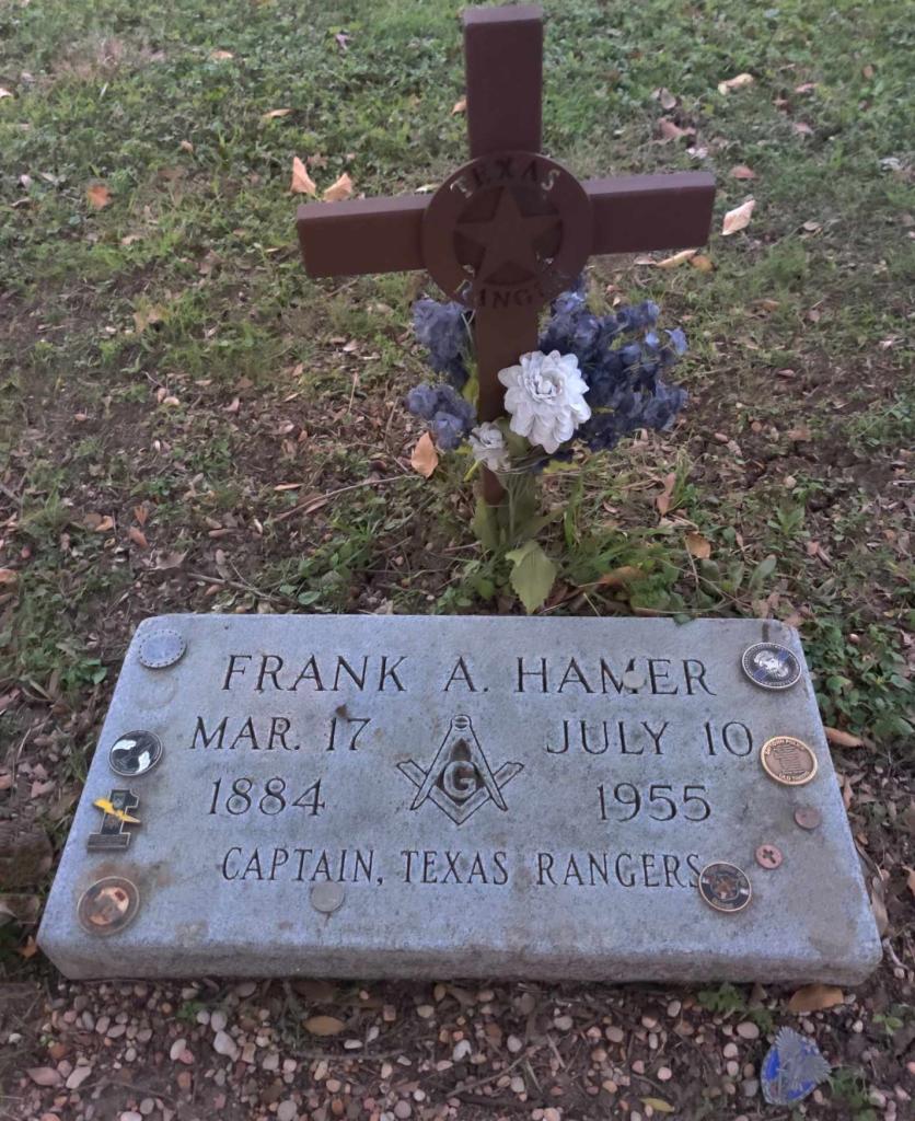 Texas Rangers cross and headstone Frank A. Hamer Mar. 17 1884 - July 10 1955 Captain, Texas Rangers