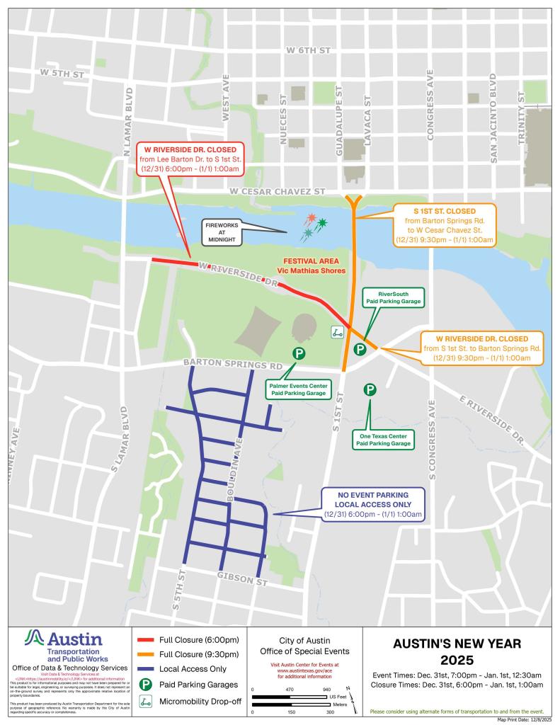 Map showing road closures