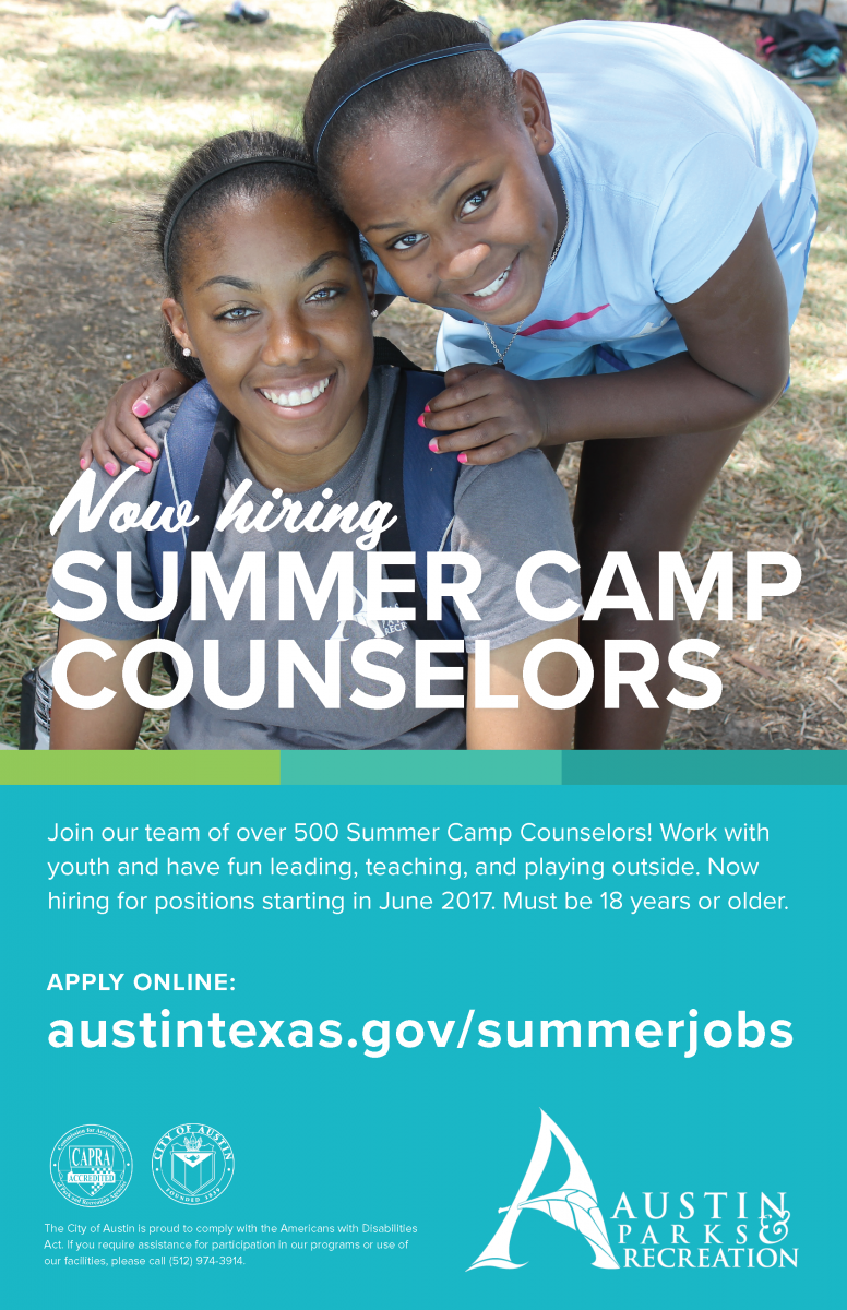 Austin Parks and Rec Department Now Hiring for Summer Camp Counselors