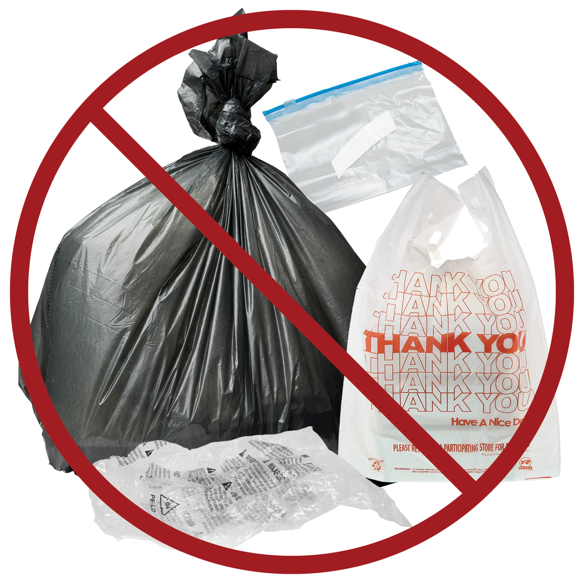 Plastic bags and film: keep out of blue cart