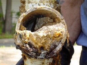 image of a pipe filled with hard grease