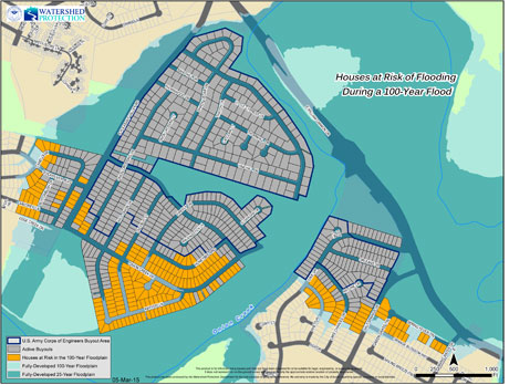 Map of Houses at Risk in the 100-Year Floodplain