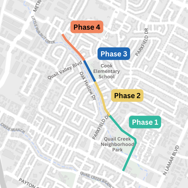 Map showing project phases.