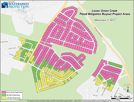 Map showing buyout project areas.