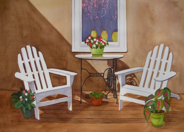 Courtney Brown's Back Porch, Watercolor 18x20 2013
