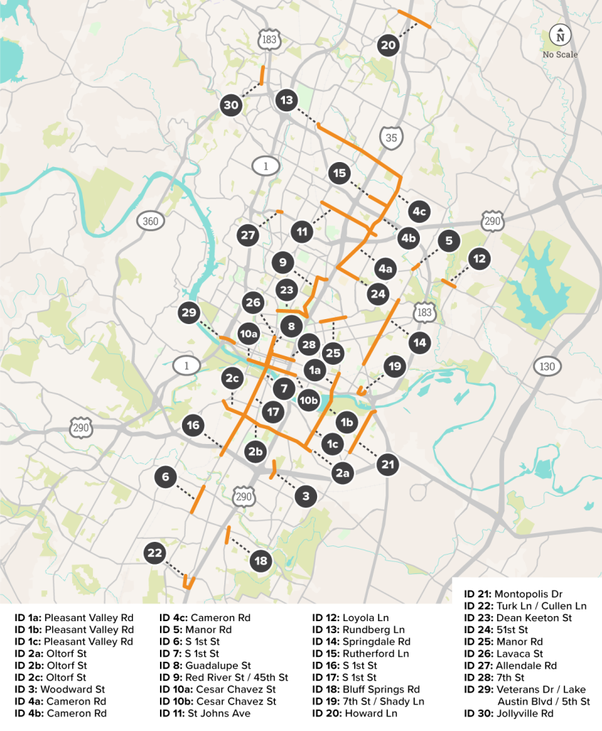 Map showing locations of all transit enhancement infrastructure projects.