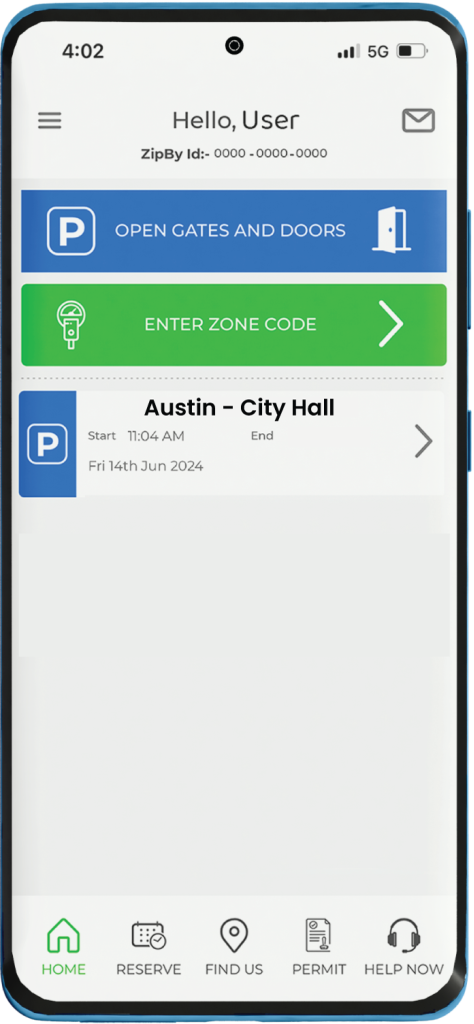 ZipBy User Interface