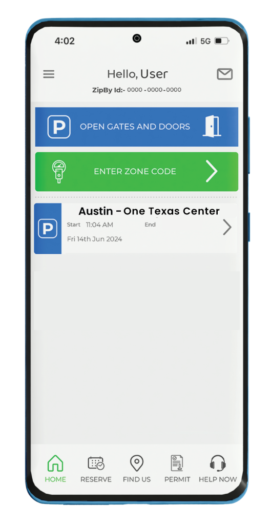 ZipBy user interface