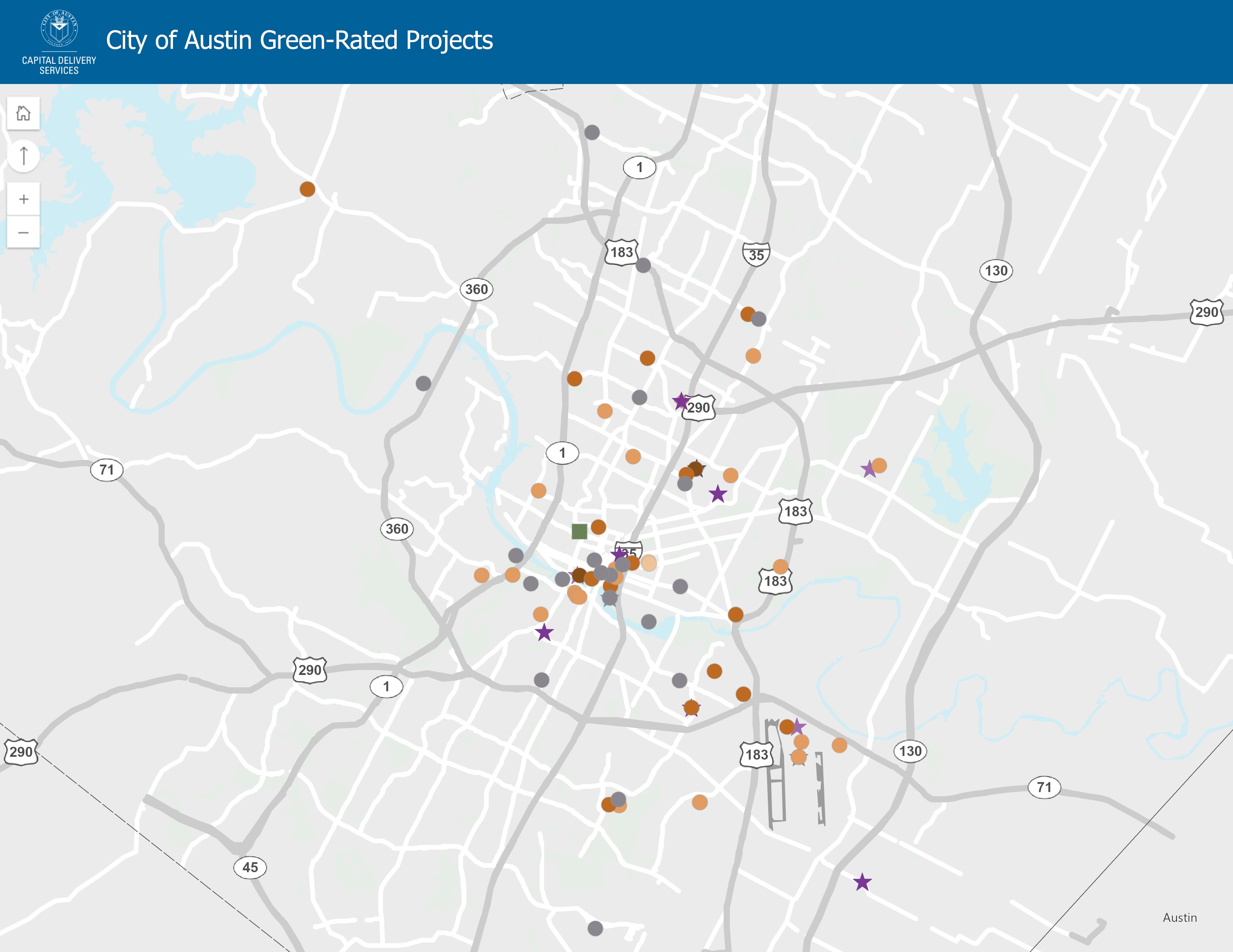 360 Team Green-Rated Projects Map