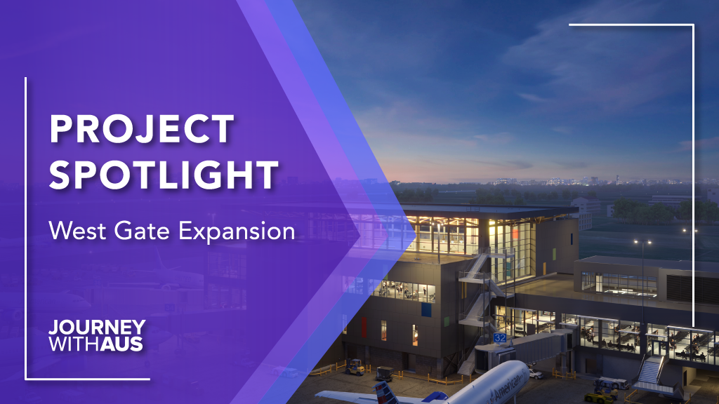 Graphic showing rendering of West Gate Expansion that reads, "Project Spotlight: West Gate Expansion"