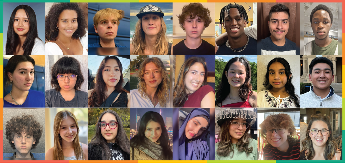 Large collage of the faces of all the 2024-25 Austin Youth Climate Equity Council members.