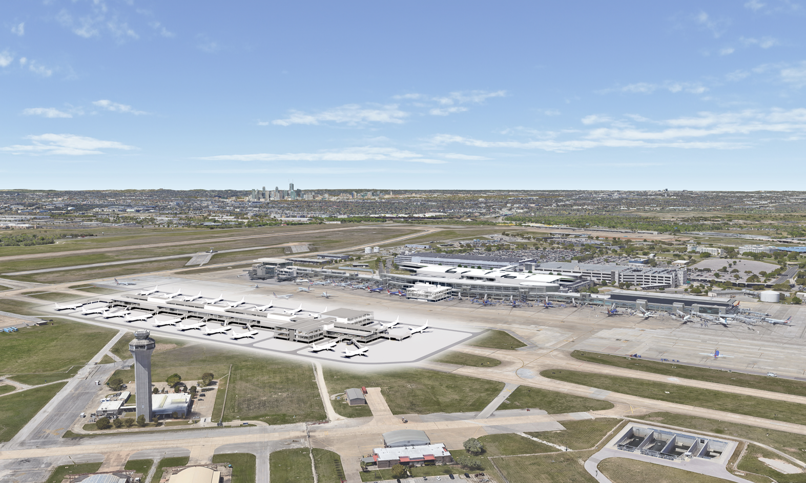 An early conceptual rendering of the Concourse B Project. Final design and scope subject to change throughout design process.  