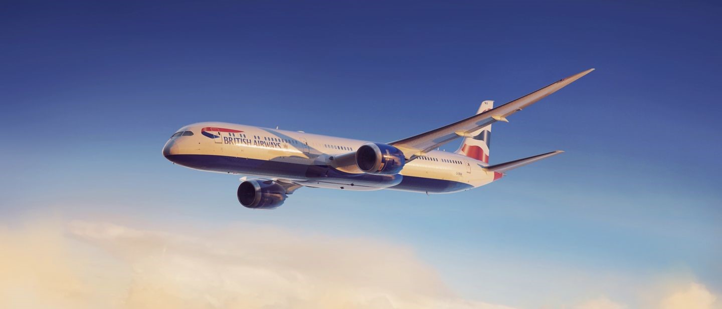 A picture of a British Airways plane in flight