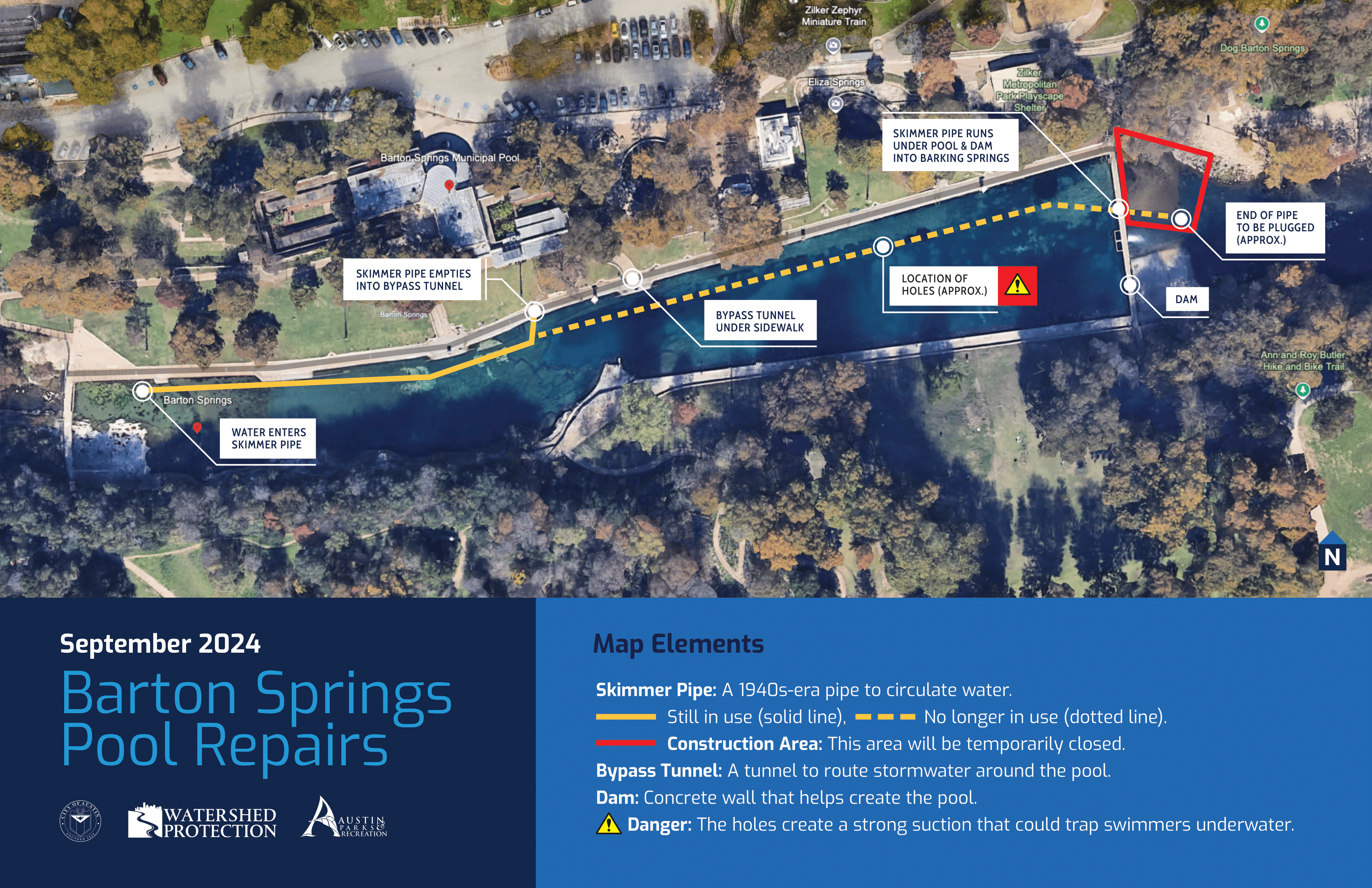 Barton Springs Pool Repairs Map