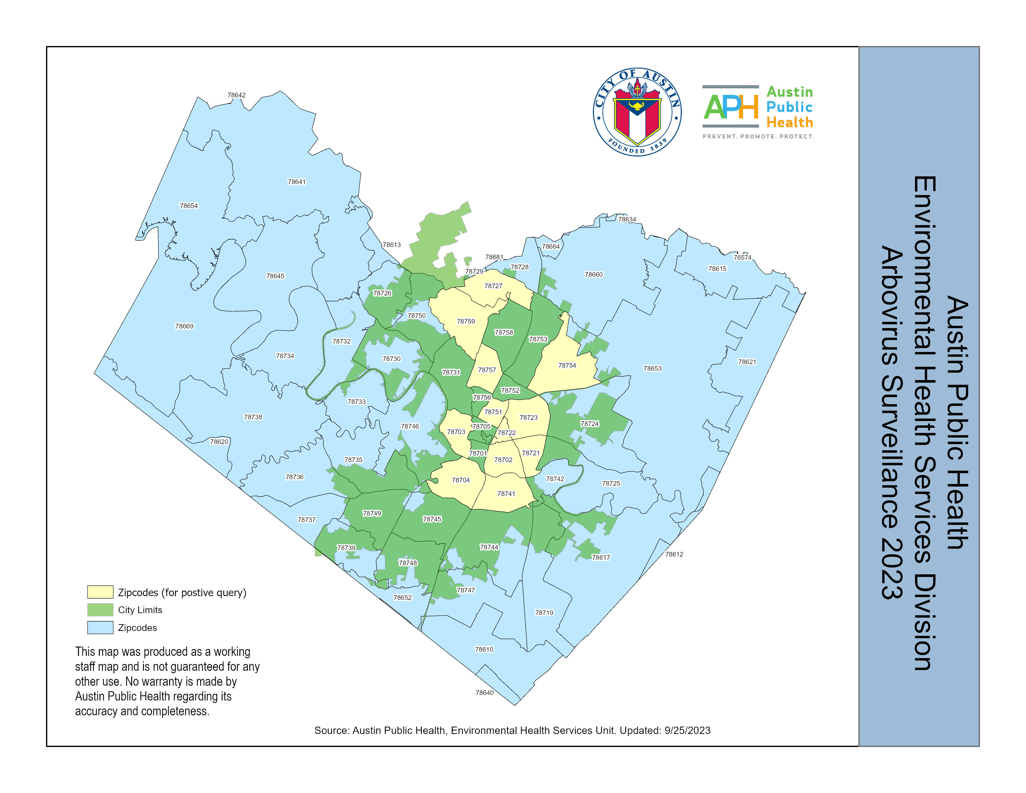 Mosquito surveillance map for Sept. 25, 2023.