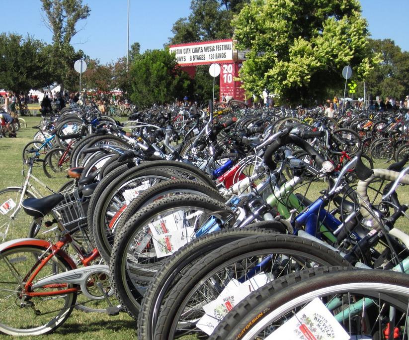 Austin City Limits bicycle parking area