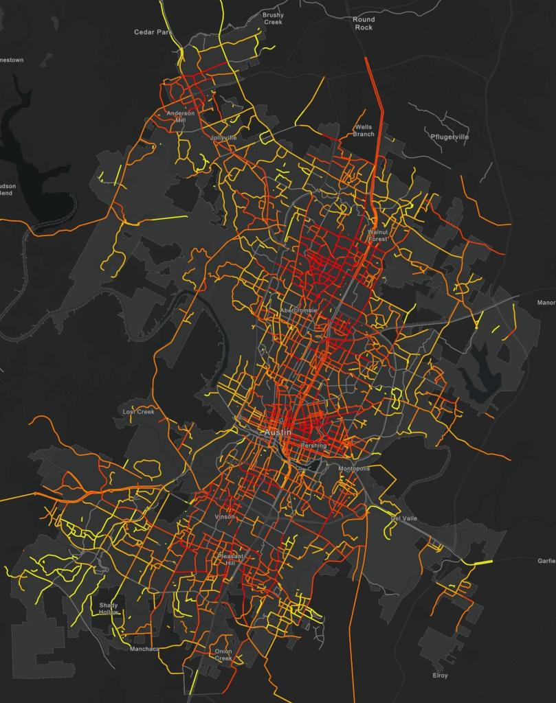 PRIORITIZATION RESULTS FOR THE ALL AGES AND ABILITIES BICYCLE PRIORTY NETWORK (RED IS HIGHEST PRIORITY)