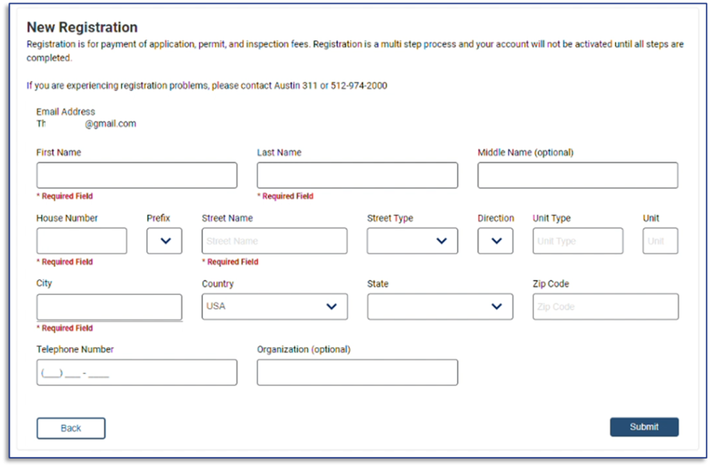 User information screen,