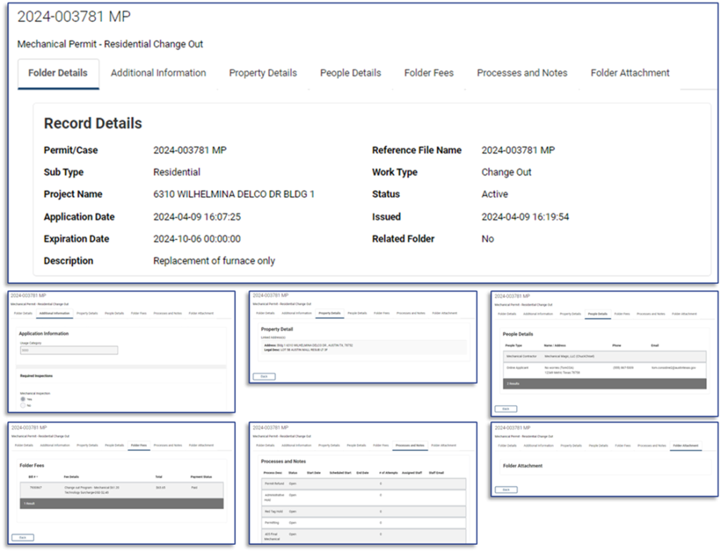 Record Details sample webpage.