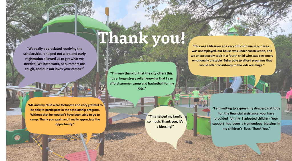 Feedback comments for Financial Aid Program