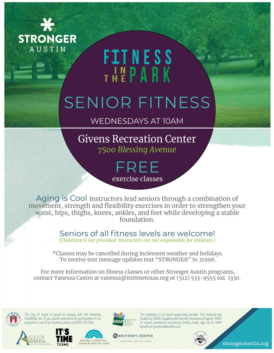Free Senior Fitness Class, Wednesdays from 10-11am, All Fitness Levels welcome