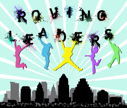 Roving Leaders Program - illustration of teens and Austin skyline