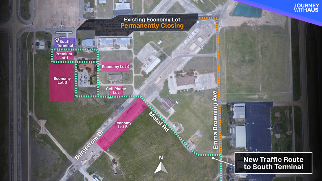 South Terminal detour onto Metal Road map