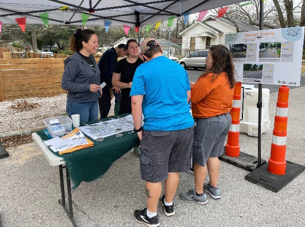 City of Austin staff meet with residents during a Shared Streets pilot pop-up event.