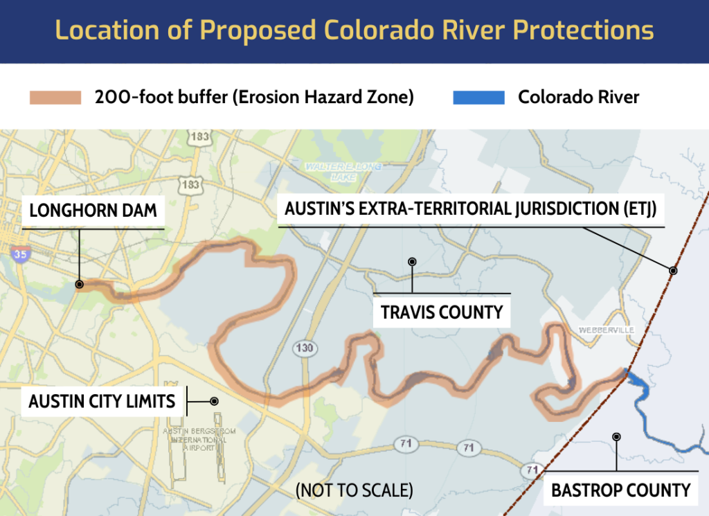 Map showing area downstream of Longhorn Dam