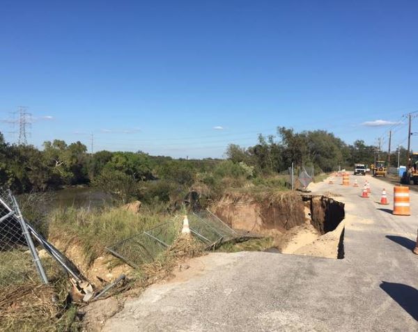 Photo of damage to Falwell Lane from erosion.