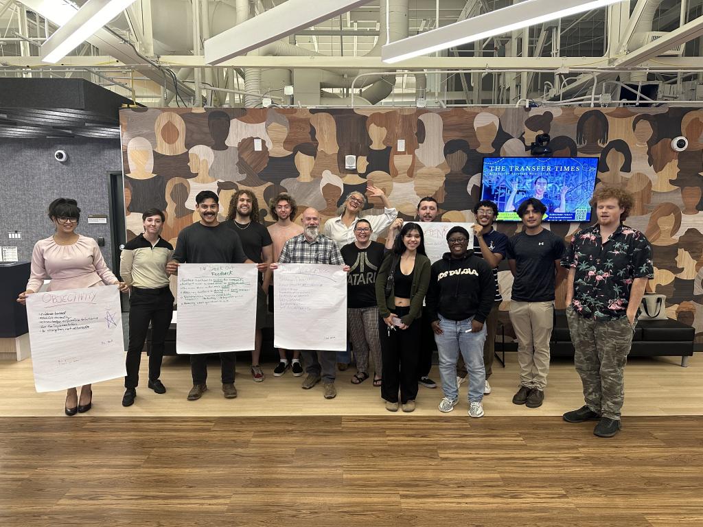 Photograph of Austin Community College students and City of Austin staff showing posters with brainstormed items