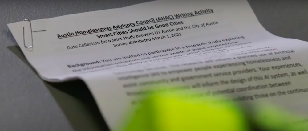 Close up of Austin Homelessness Advisory Council (AHAC) Writing Activity document