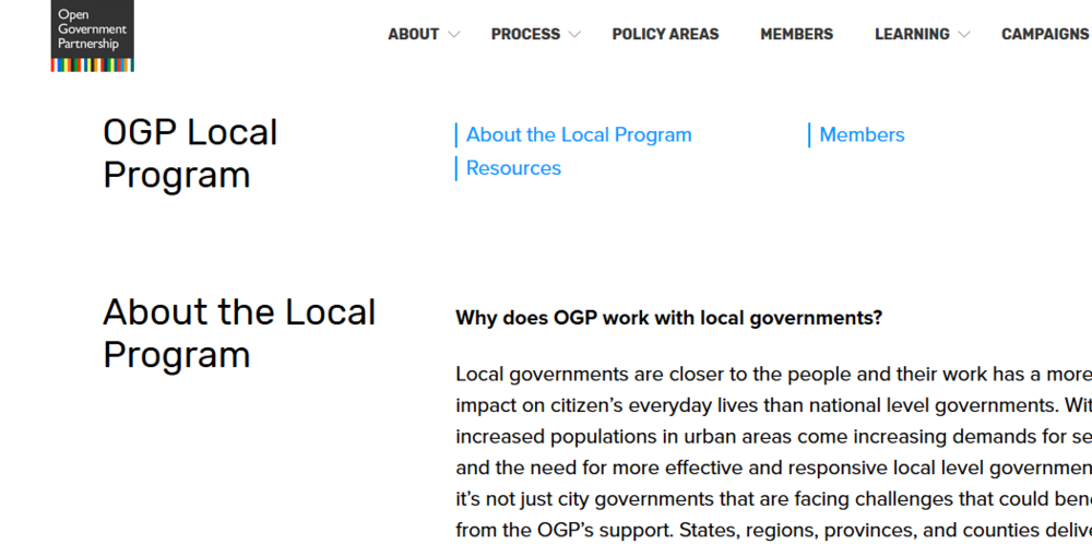 Snip of the new OGP Local website