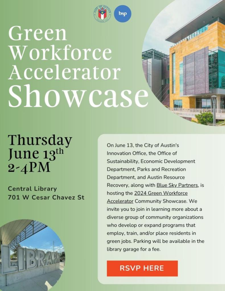 A flier promoting the 2024 Green Workforce Accelerator showcase