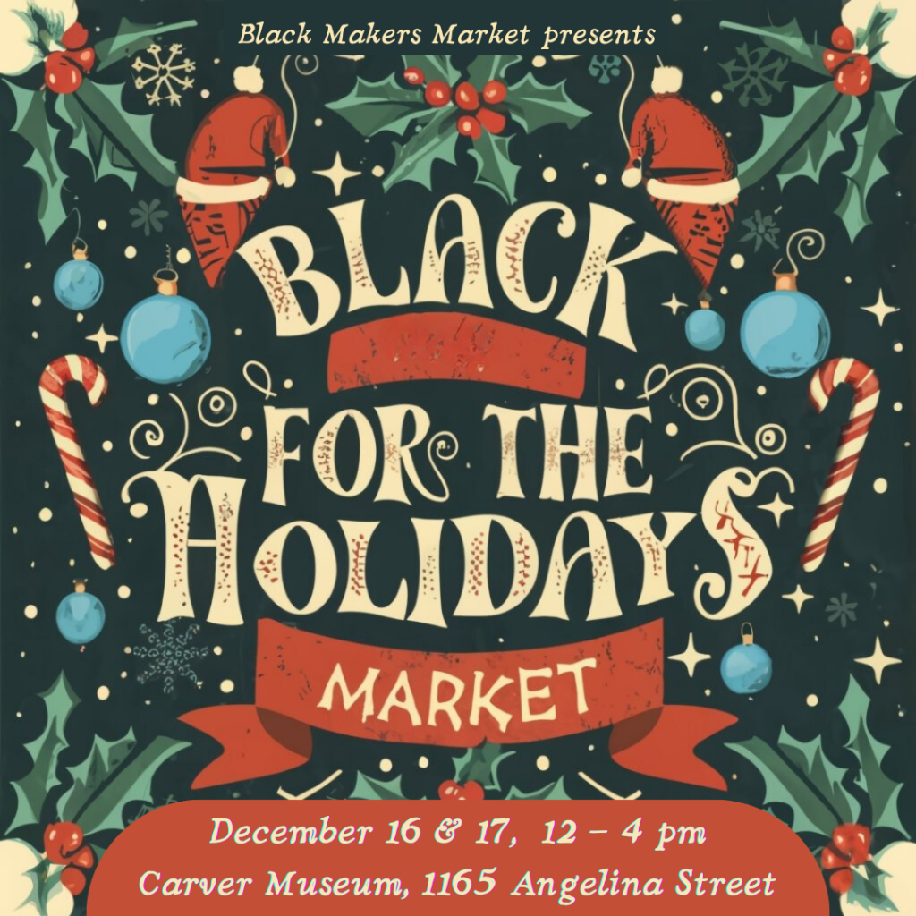 black red and green holiday market flyer