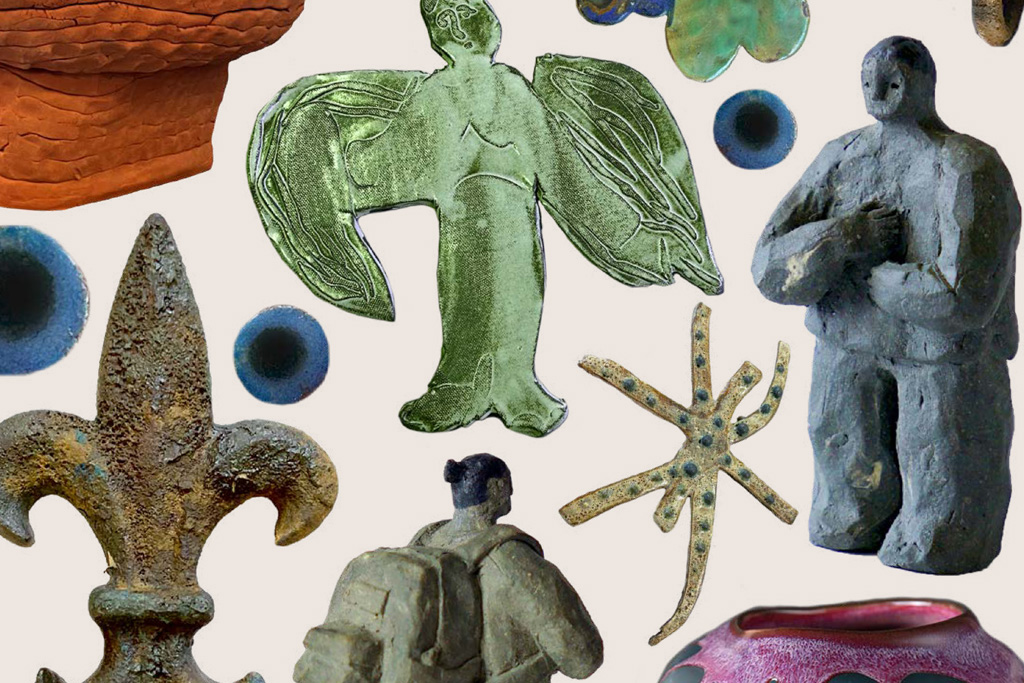 A graphic made up of various different ceramic artworks composited together