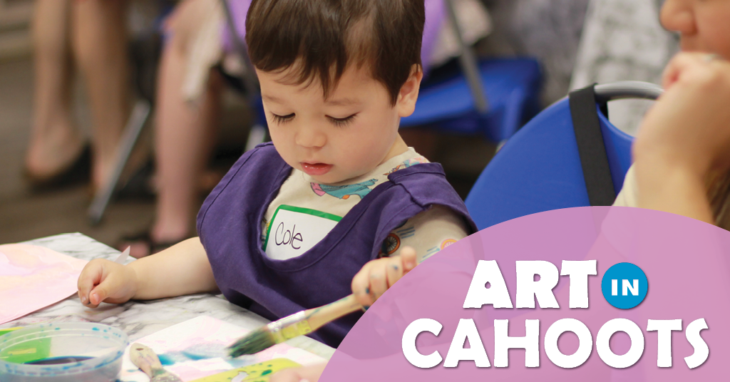 An image of a child painting and the text 'Art In Cahoots'