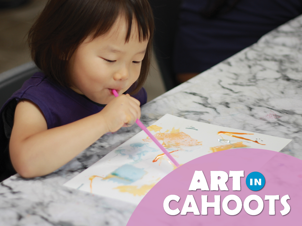 An image of a child making art and the text 'Art In Cahoots'