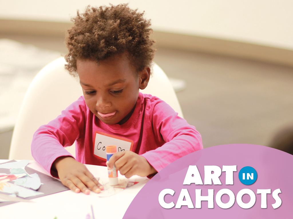 An image of a child making art and the text 'Art In Cahoots'