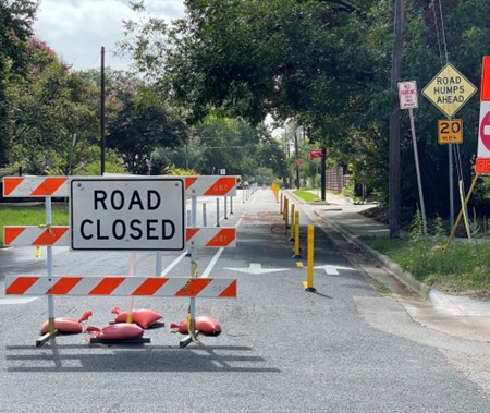 Road closure sign