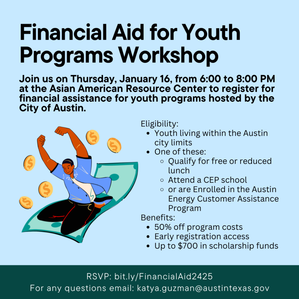 Financial Aid Workshop January 16, info repeated below.