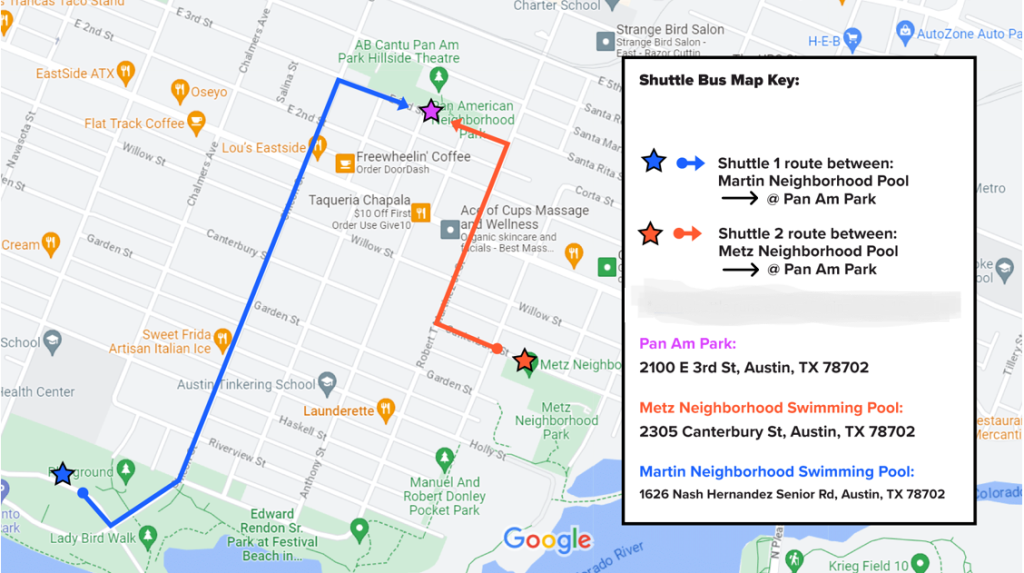 Map of shuttle route