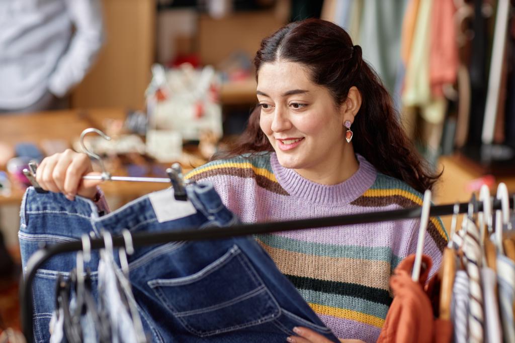 Woman shopping for jeans.
