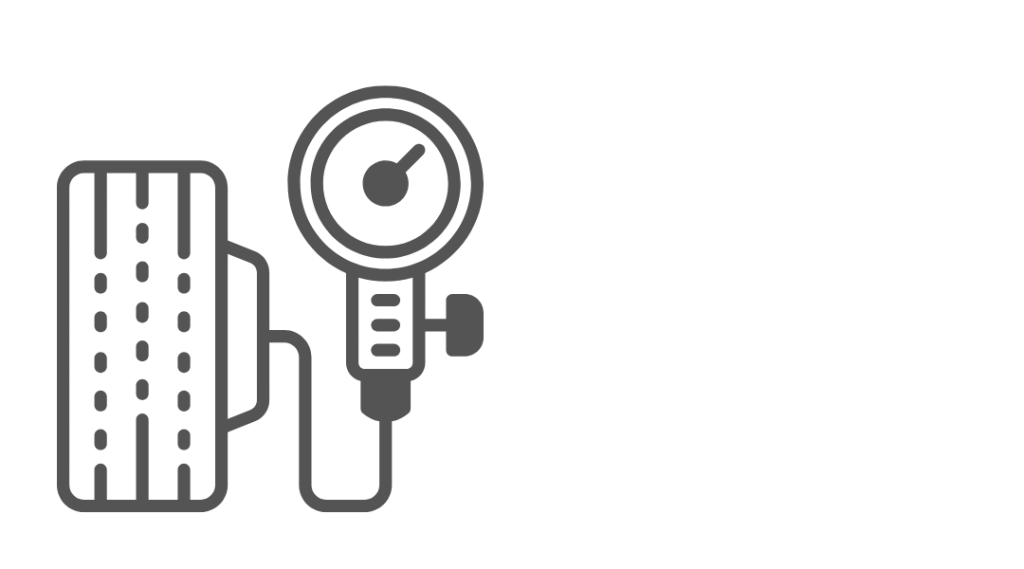 Icon of a tire being checked for pressure.