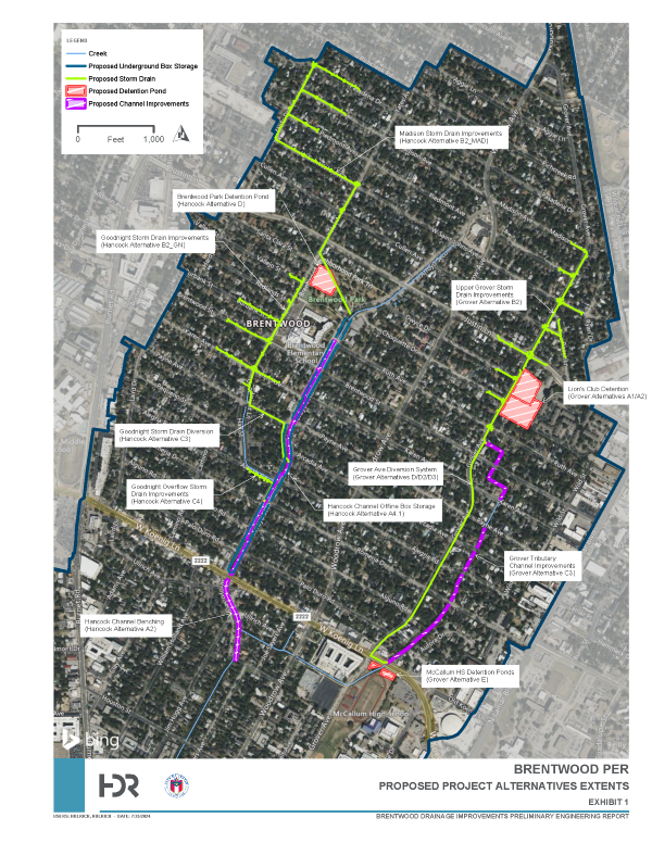 Map showing options for potential improvements.