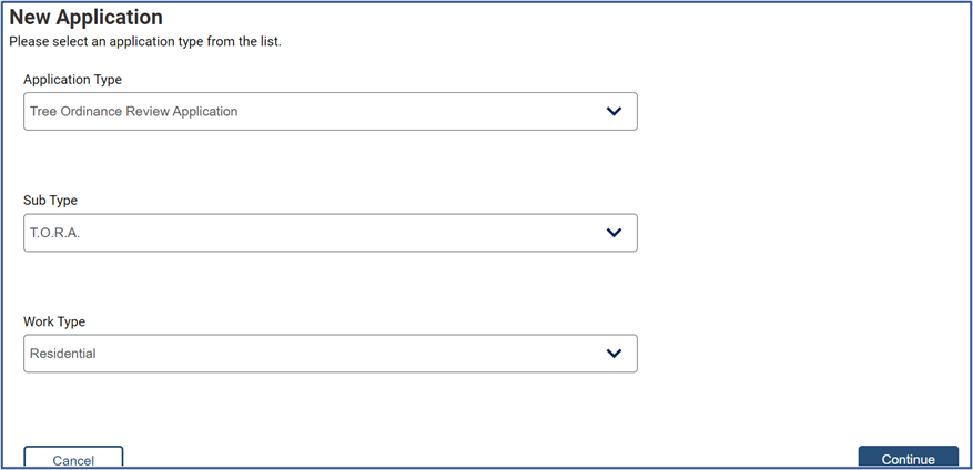 Visual representation of New Application section