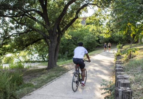 biking on the trail