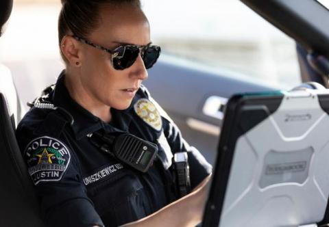 Officer in squad car